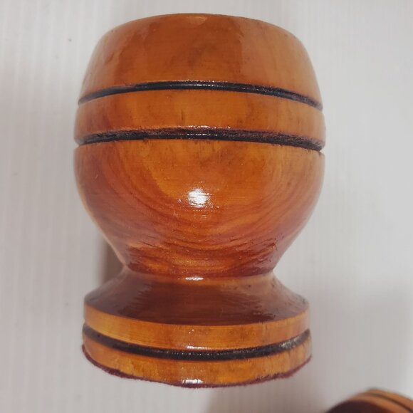 VTG Monkey Pod Barware Goblets Set Hand-Turned Wooden Cups MCM Hawaiian Drinkwar - Picture 8 of 11